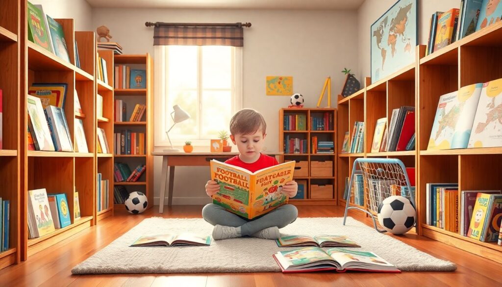 Как организовать домашнюю библиотеку по футболу для ребенка - иллюстрация